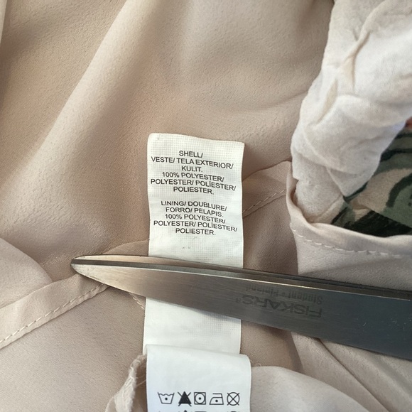 Lucky Brand Crinkly Pink Green Floral Print chiffon coquette Babydoll Blouse Med - Picture 8 of 9